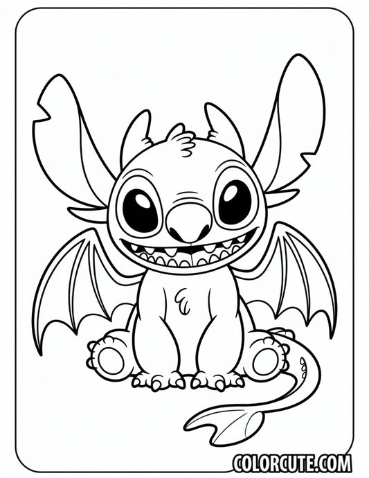 Toothless Stitch Coloring Page | Free PDF Printables