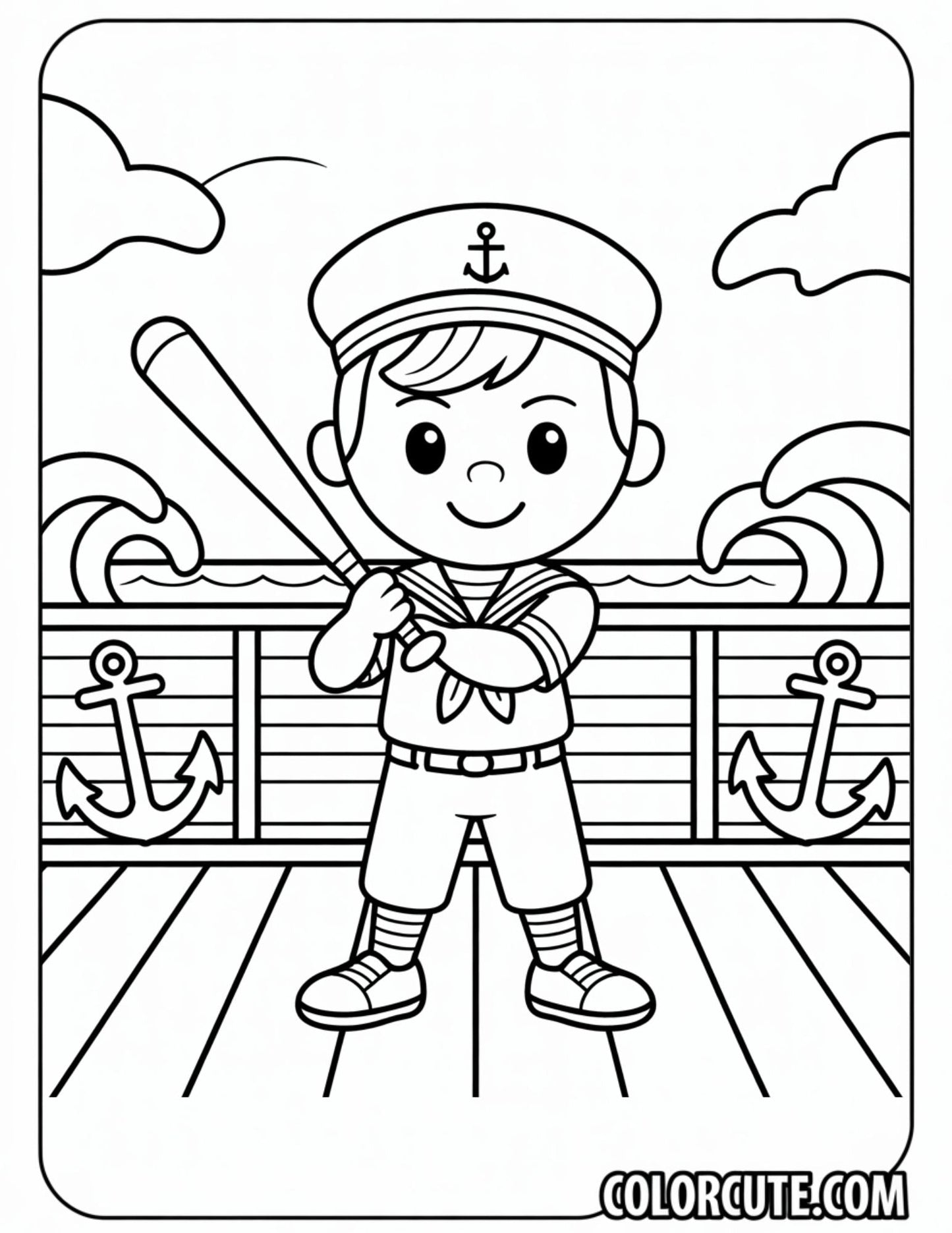 Baseball Sailor Coloring Pages | Free PDF Printables