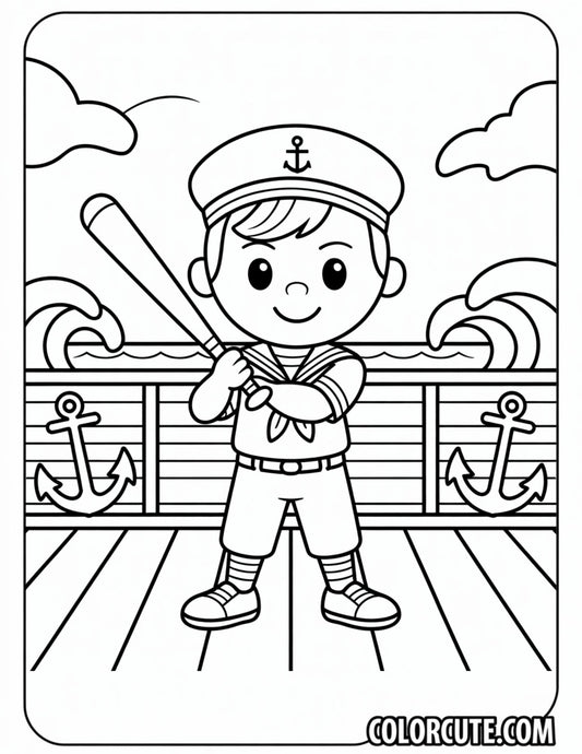 Baseball Sailor Coloring Pages | Free PDF Printables