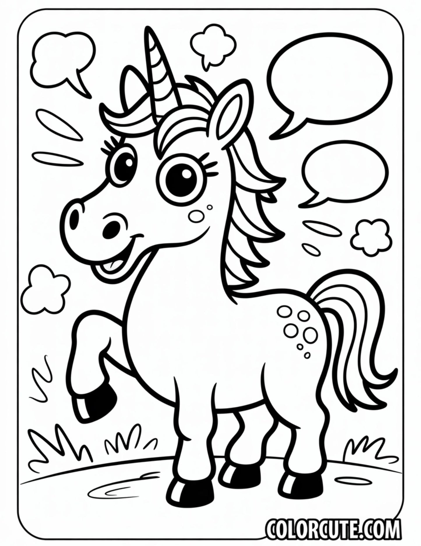 Cartoon Unicorn Coloring Pages | Free PDF Printables