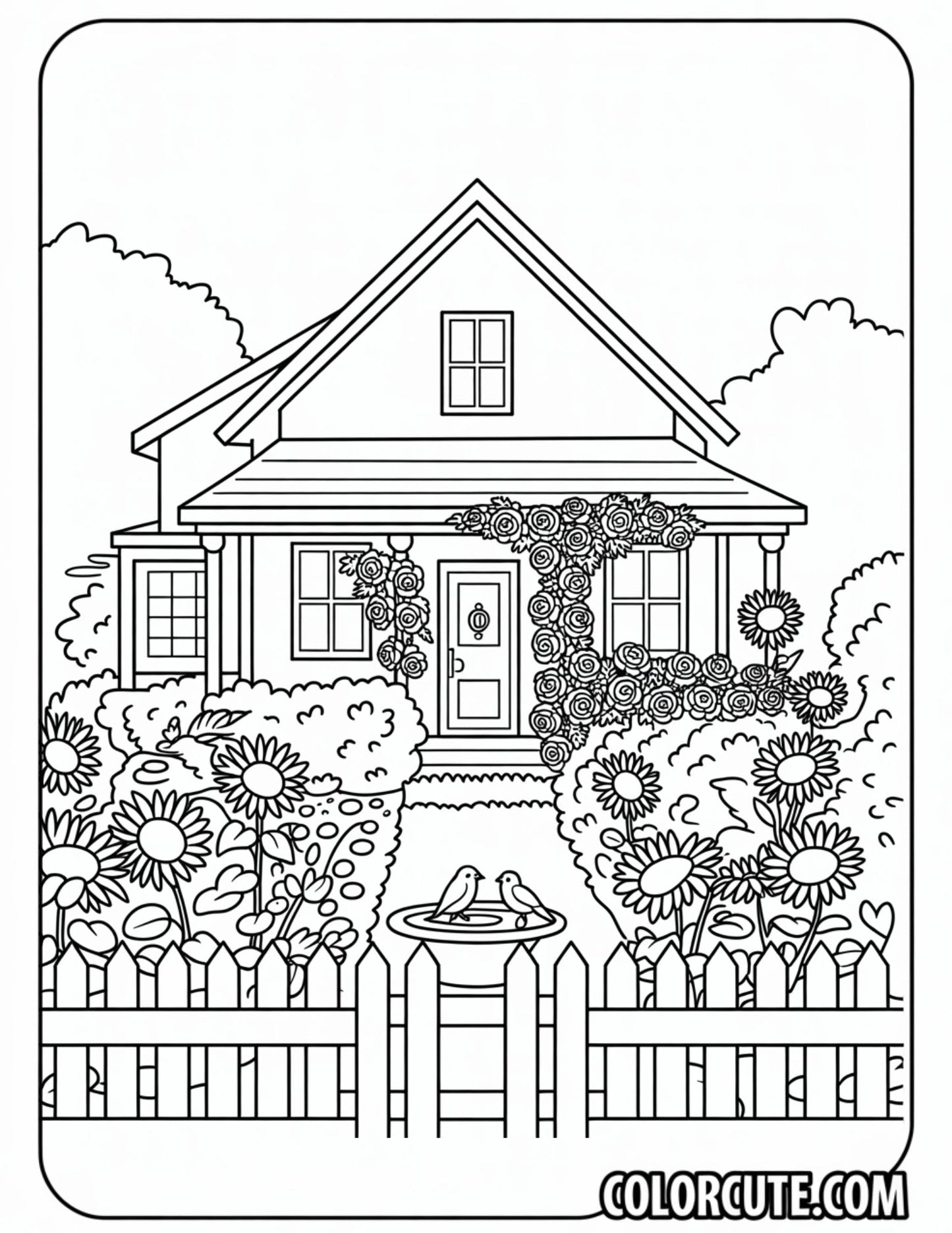 Garden House Coloring Pages | Free PDF Printables