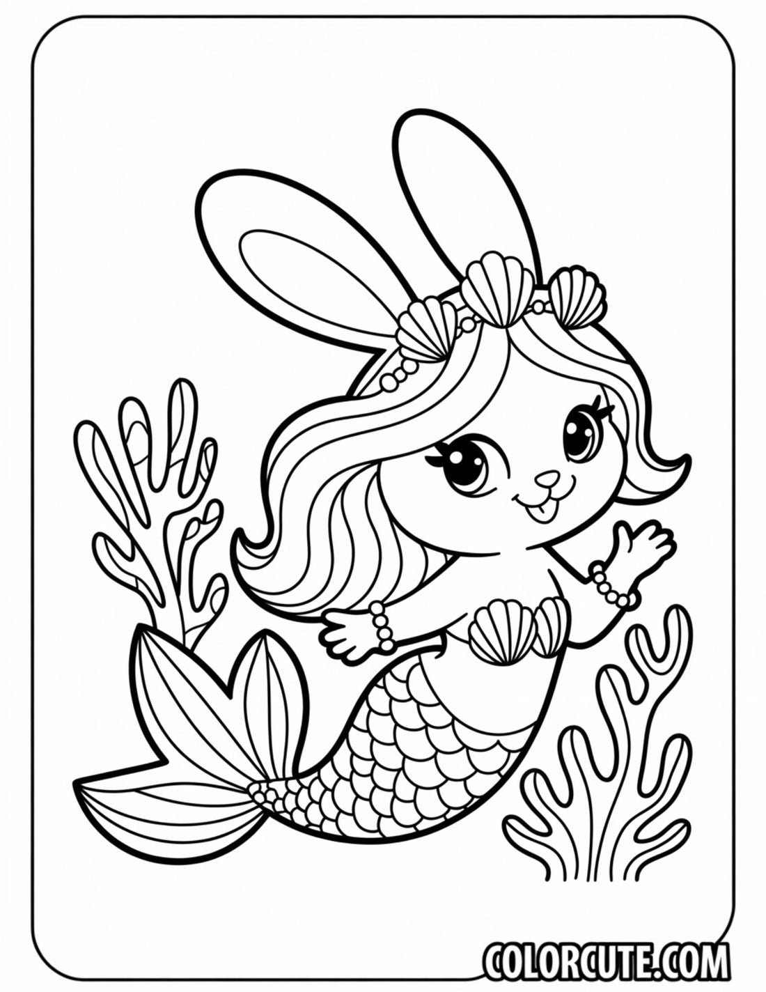 Mermaid Bunny Coloring Pages | Free PDF Printables – Color Cute - Free ...