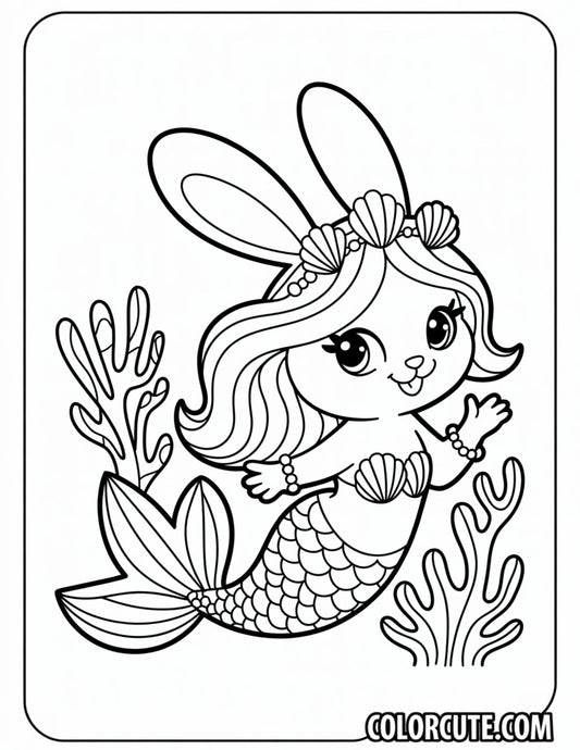 Mermaid Bunny Coloring Pages | Free PDF Printables