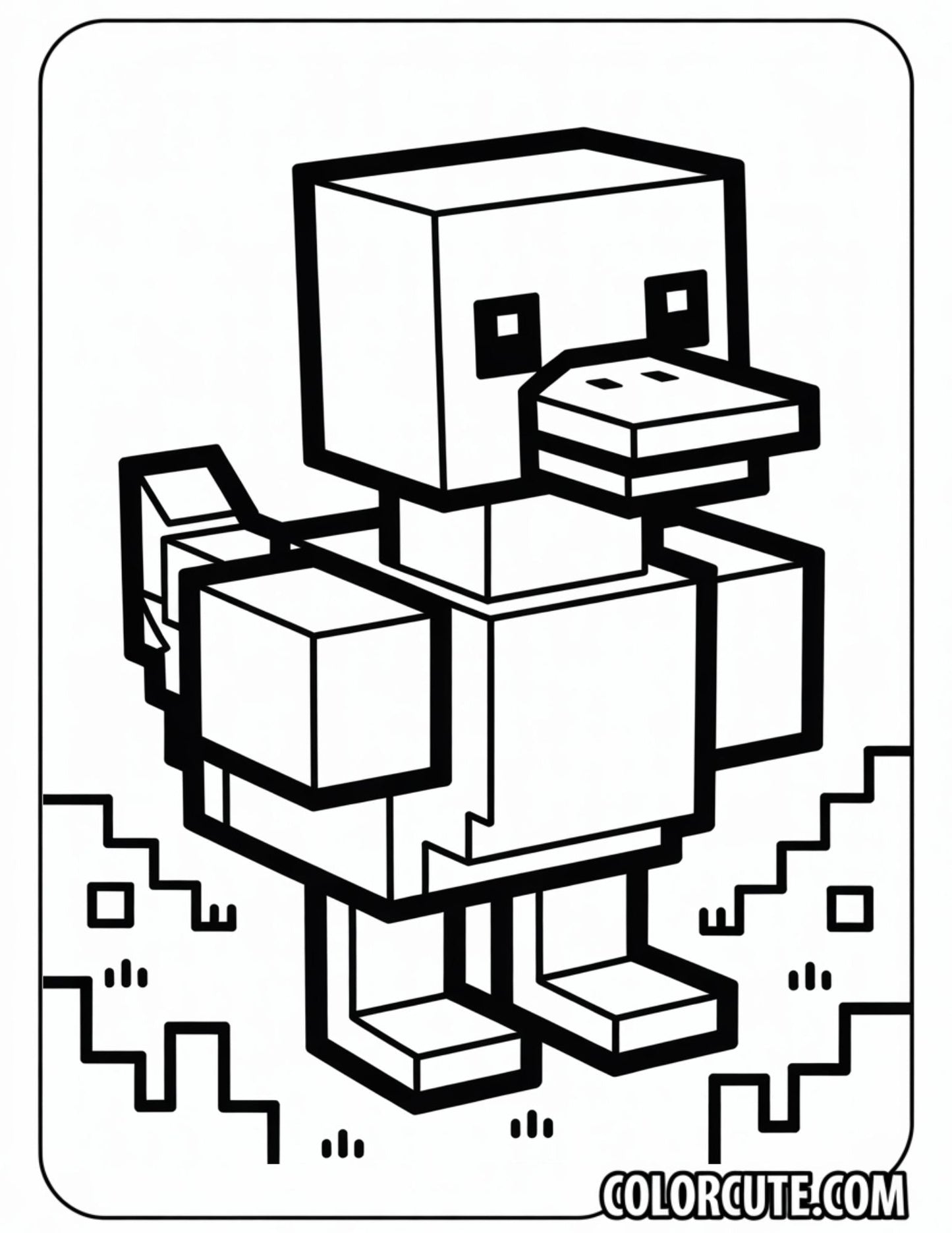 Minecraft Duck Coloring Page | Free PDF Printables