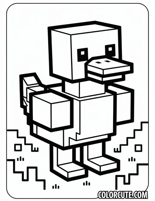 Minecraft Duck Coloring Page | Free PDF Printables