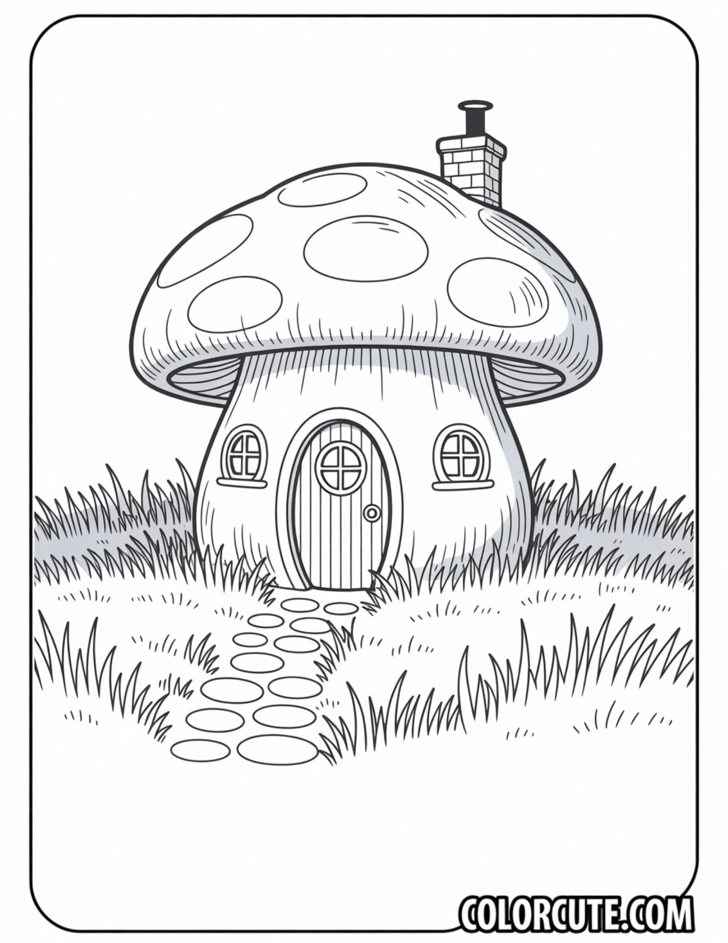 Mushroom House Coloring Pages | Free PDF Printables