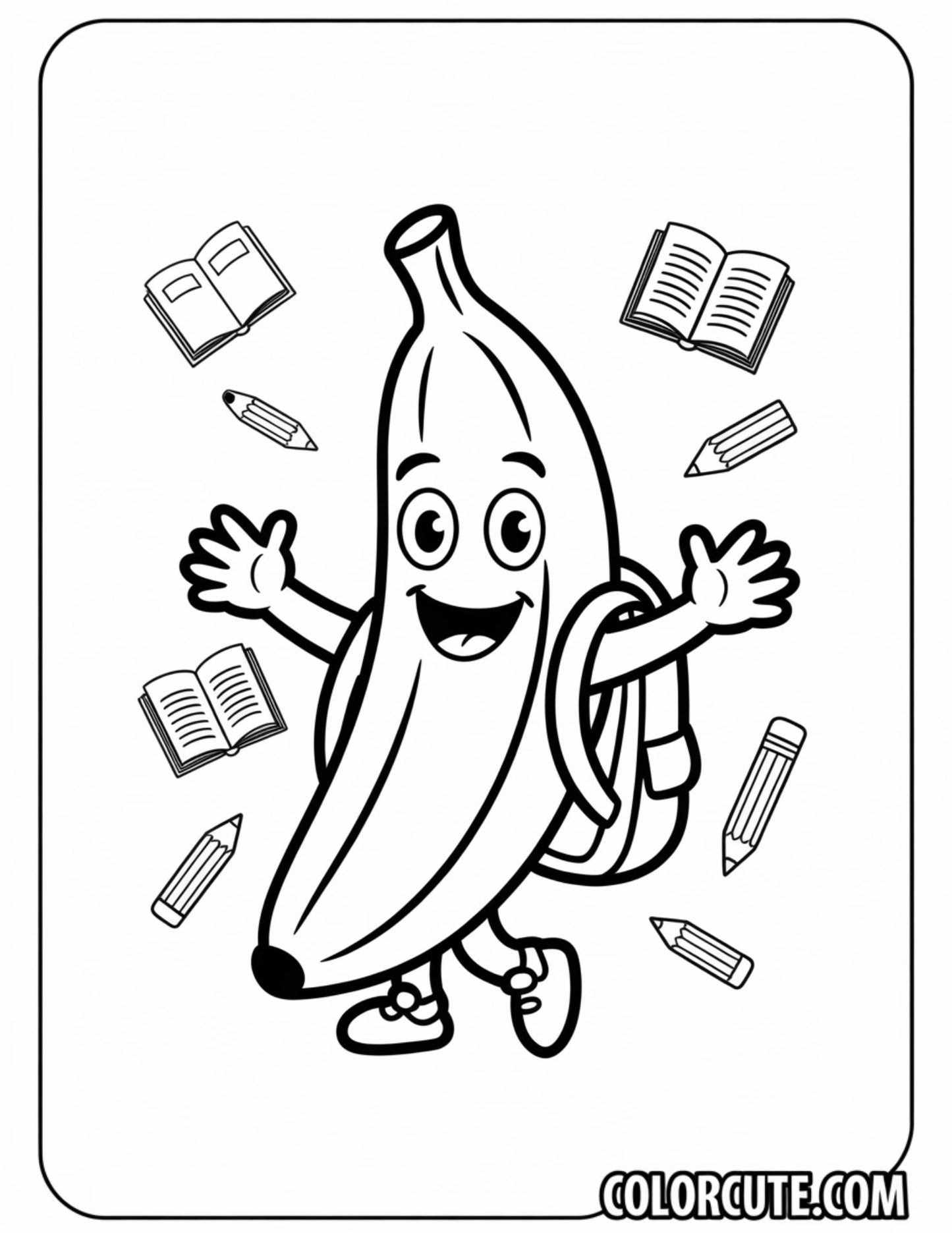 School Banana Coloring Pages | Free PDF Printables