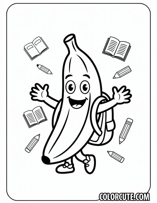 School Banana Coloring Pages | Free PDF Printables
