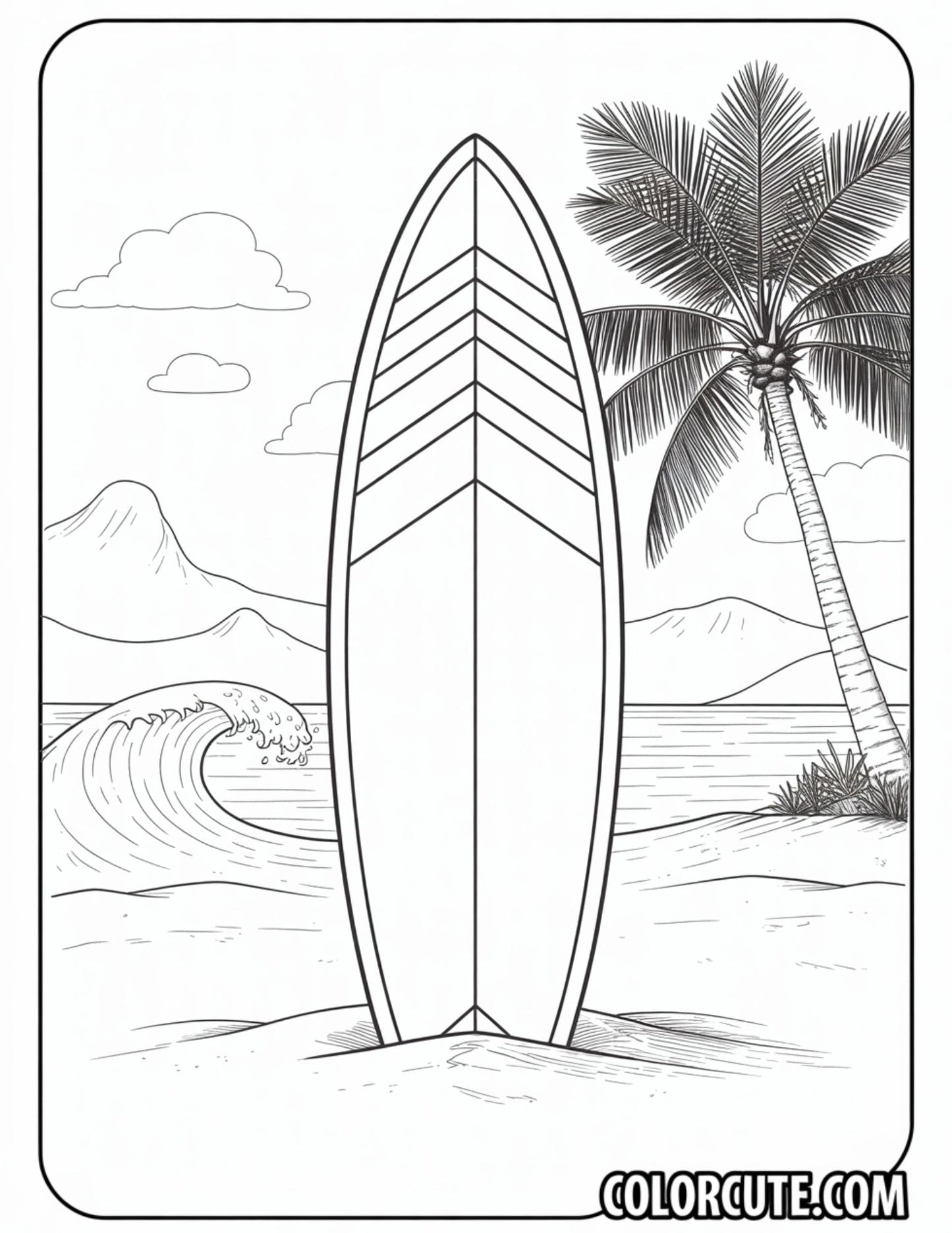 Surfboard Summer Coloring Pages | Free PDF Printables
