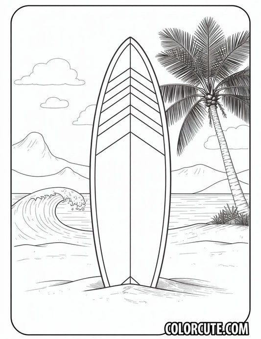 Surfboard Summer Coloring Pages | Free PDF Printables