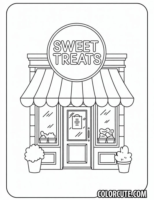 Sweet Treats Ice Cream Store Coloring Page | Free PDF Printables