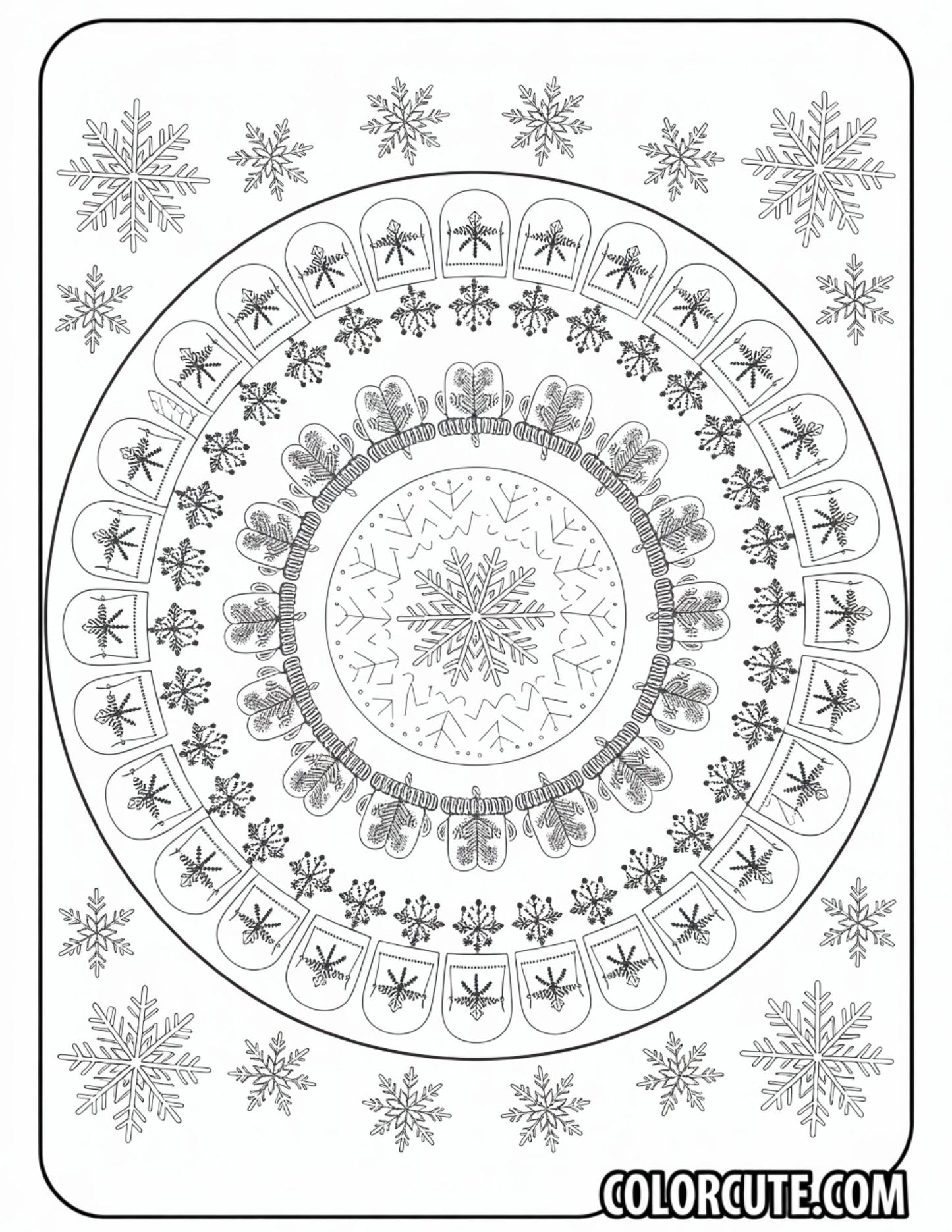 Winter Mandala Coloring Pages | Free PDF Printables