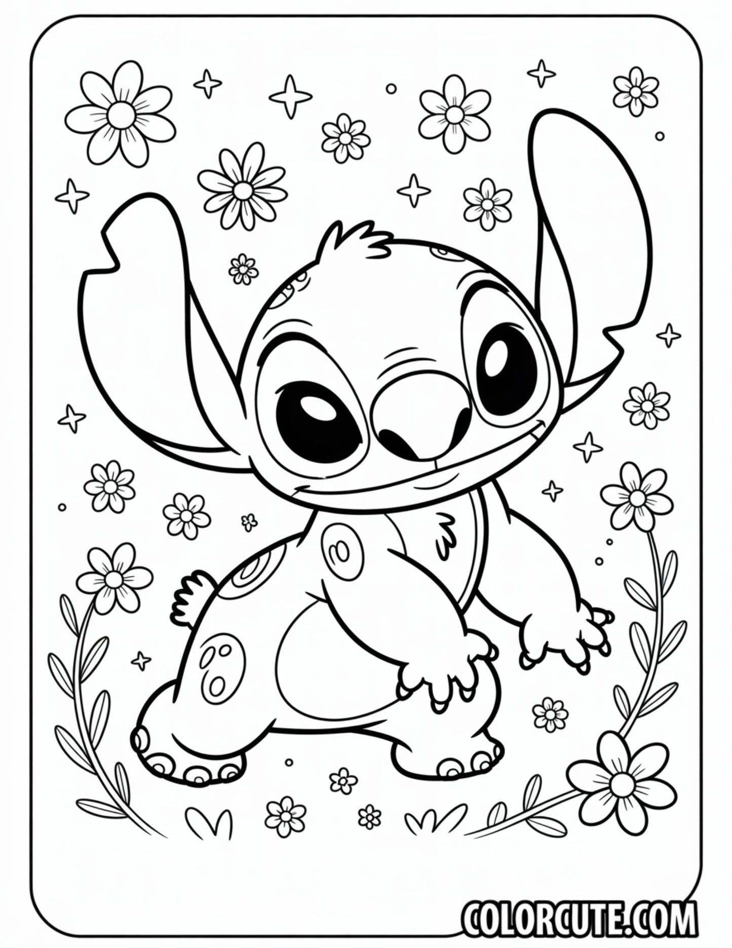 Detailed Stitch Coloring Page | Free PDF Printables