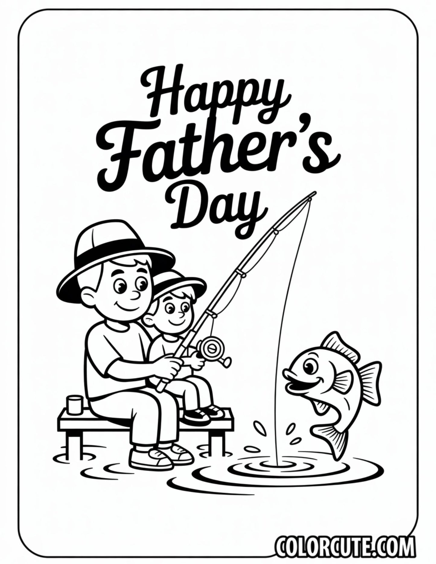 Fathers Day Fishing Coloring Pages | Free PDF Printables