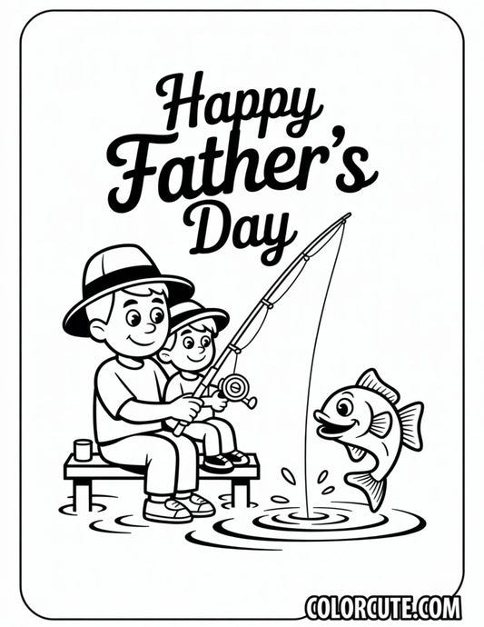 Fathers Day Fishing Coloring Pages | Free PDF Printables