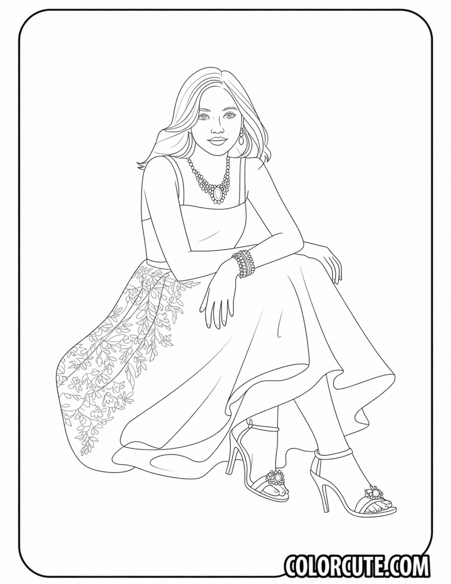 Formal Fashion Girl Coloring Pages | Free PDF Printables