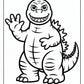 Friendly Godzilla Coloring Pages | Free PDF Printables