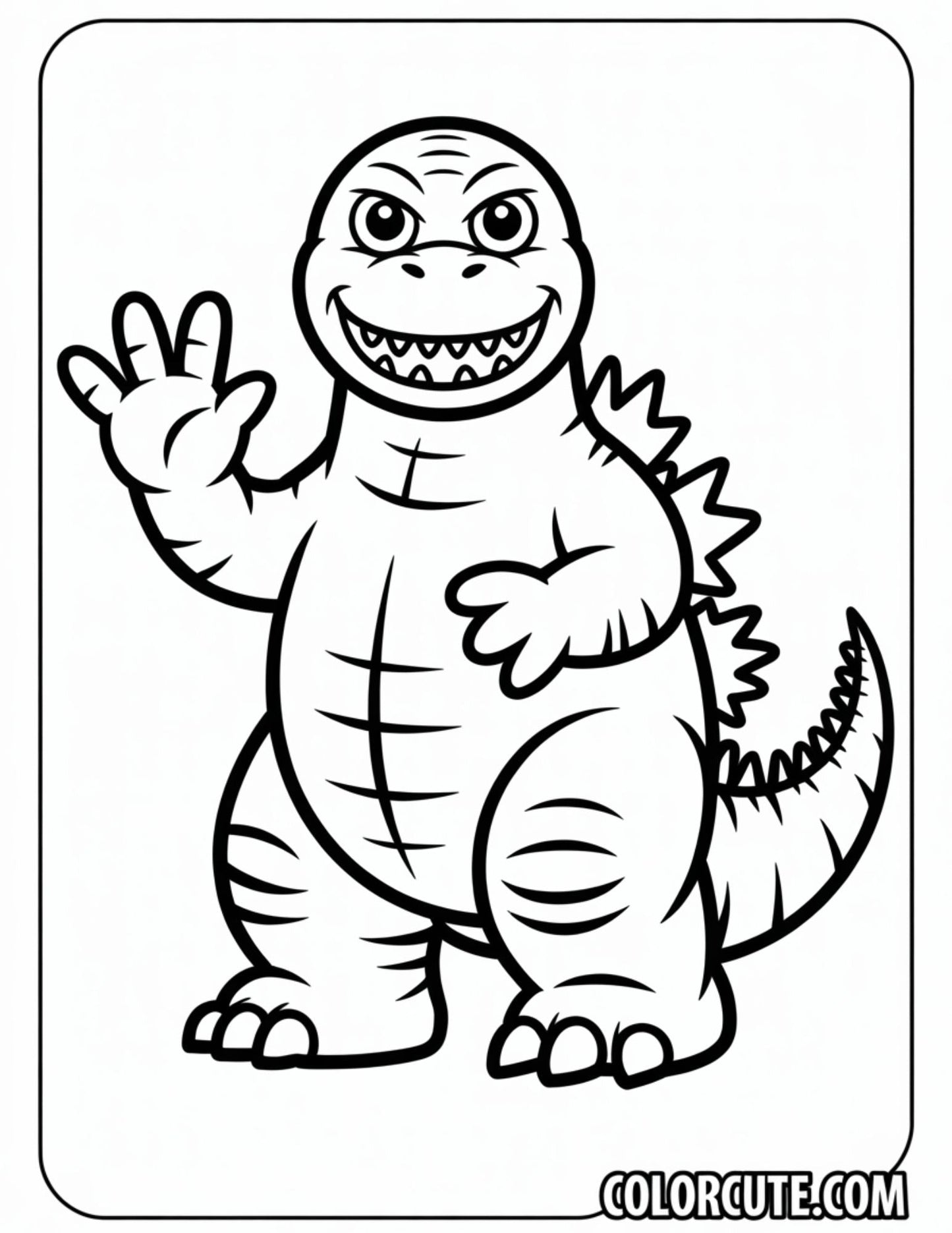 Friendly Godzilla Coloring Pages | Free PDF Printables