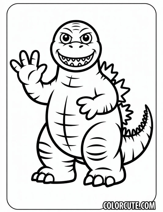 Friendly Godzilla Coloring Pages | Free PDF Printables