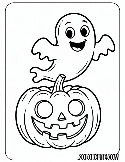 Ghost Pumpkin Face Coloring Page | Free PDF Printables