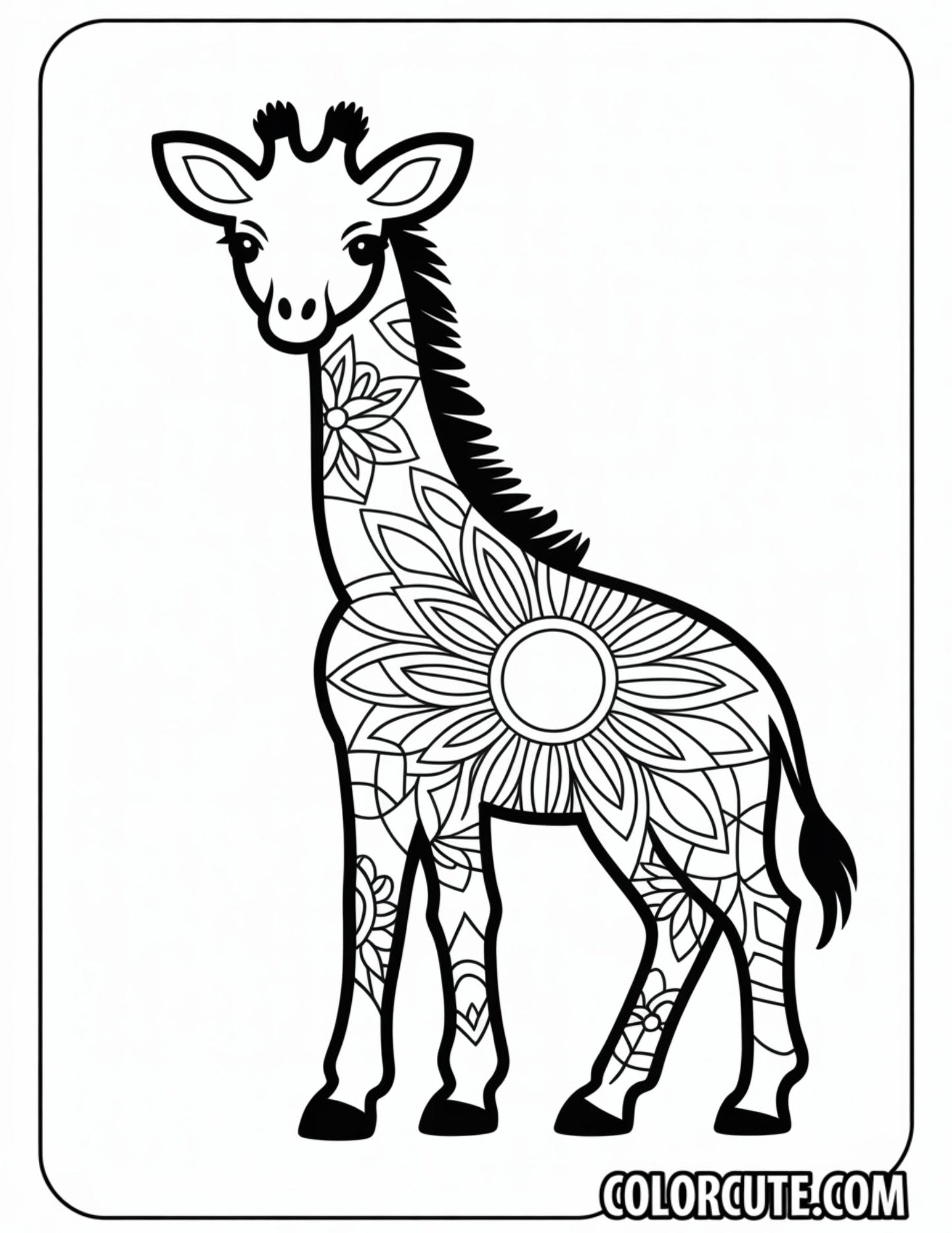 Giraffe Mandala Coloring Pages | Free PDF Printables
