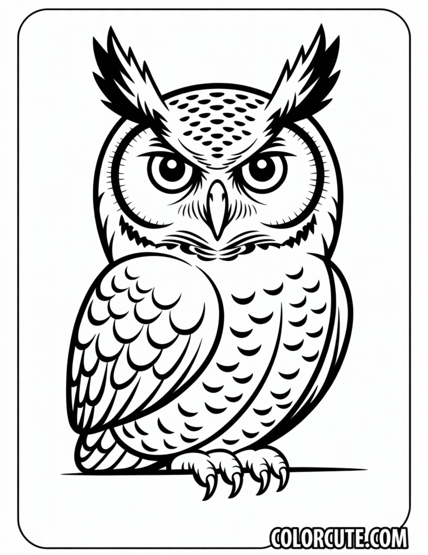 Great Horned Owl Coloring Pages | Free PDF Printables