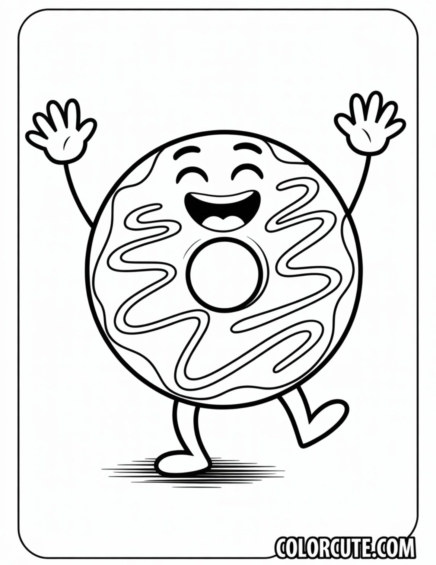 Happy Donut Coloring Pages Free Printable