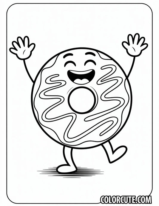 Happy Donut Coloring Pages Free Printable