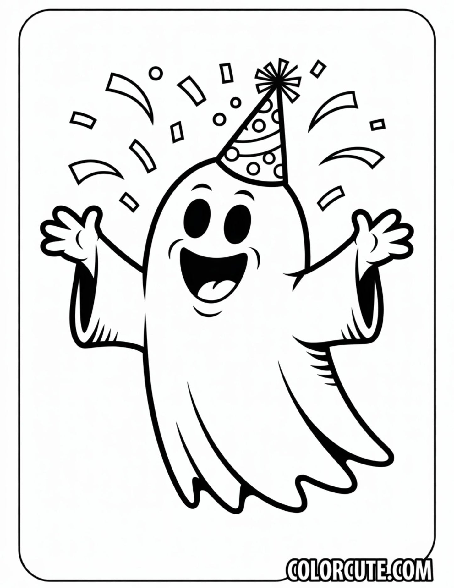 Happy Ghost Coloring Pages | Free PDF Printables