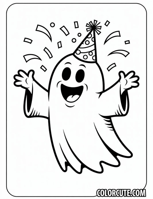 Happy Ghost Coloring Pages | Free PDF Printables