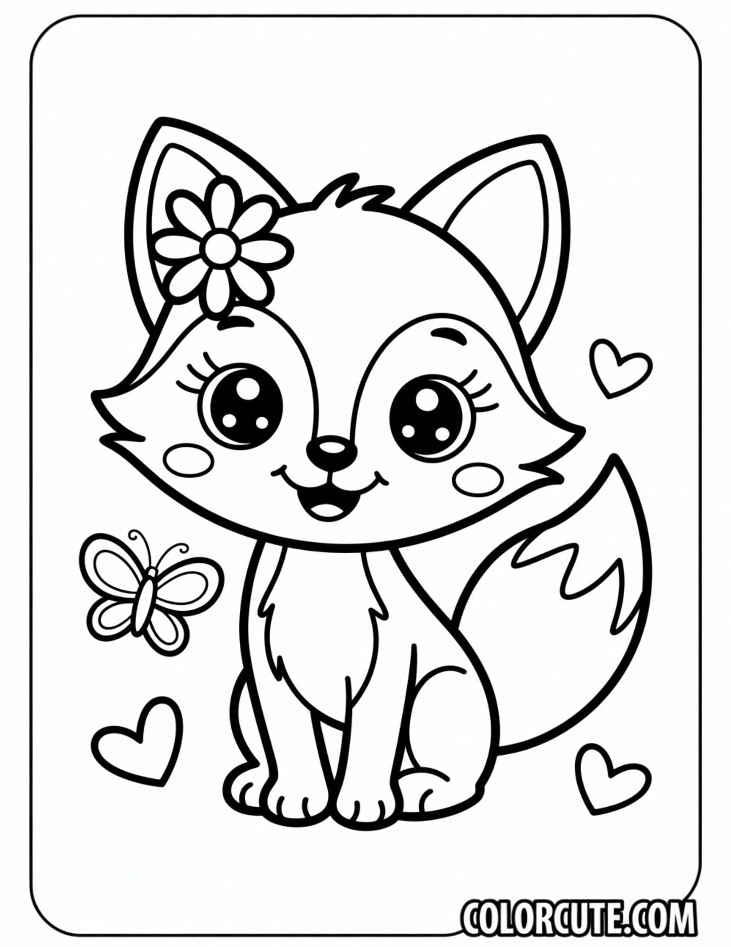 Sweet Fox Coloring Pages | Free PDF Printables