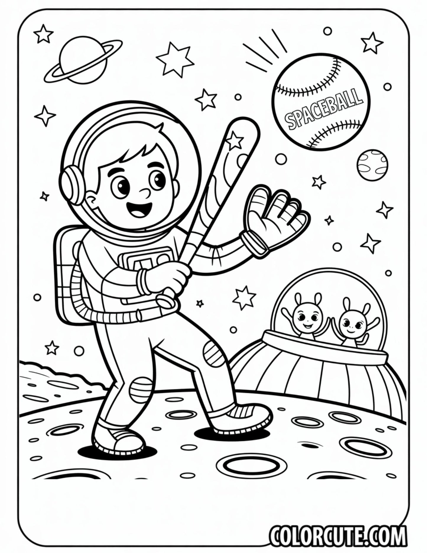 Baseball Space Coloring Pages | Free PDF Printables