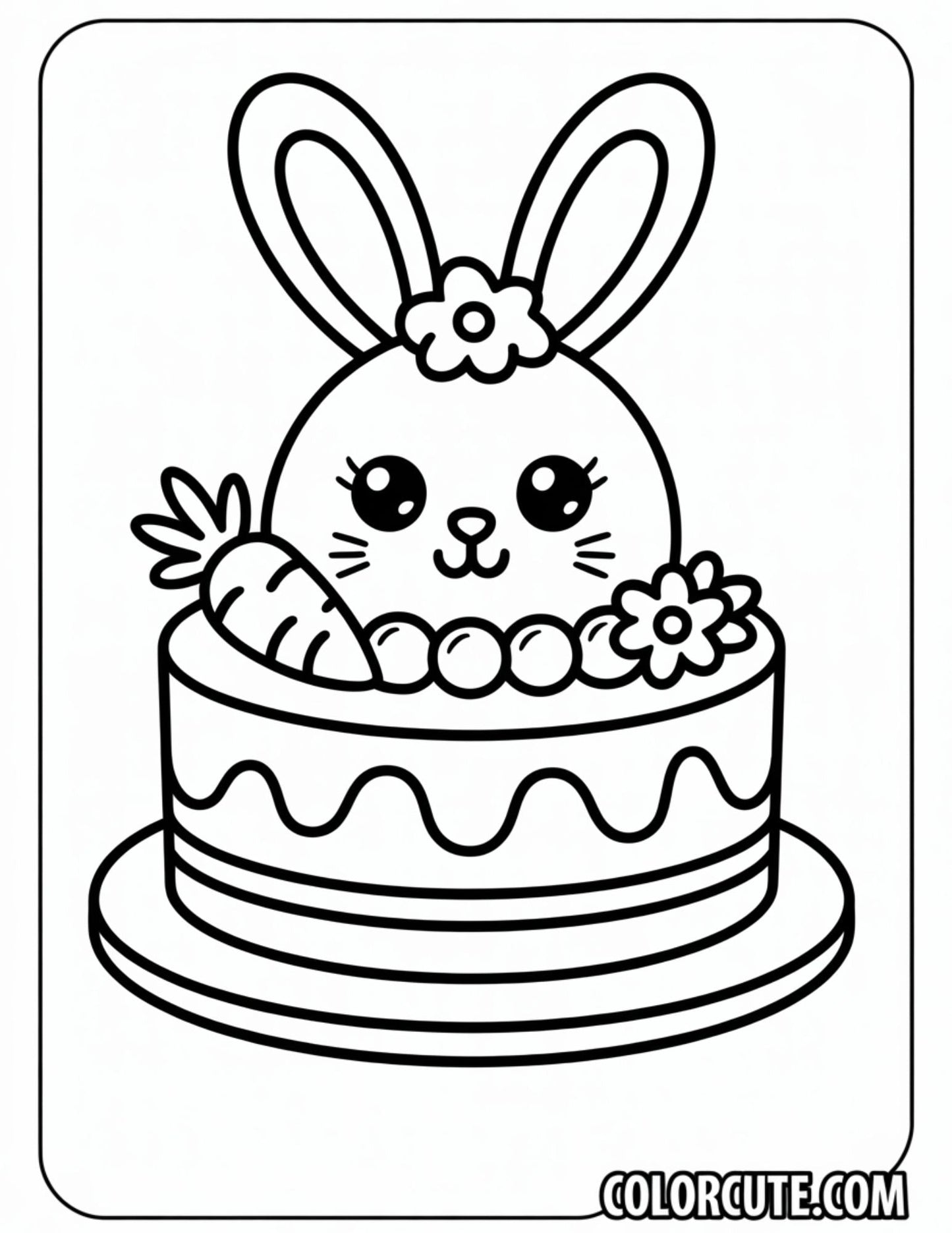 Cake Bunny Coloring Pages | Free PDF Printables