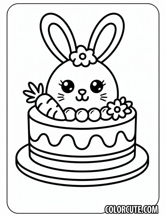 Cake Bunny Coloring Pages | Free PDF Printables