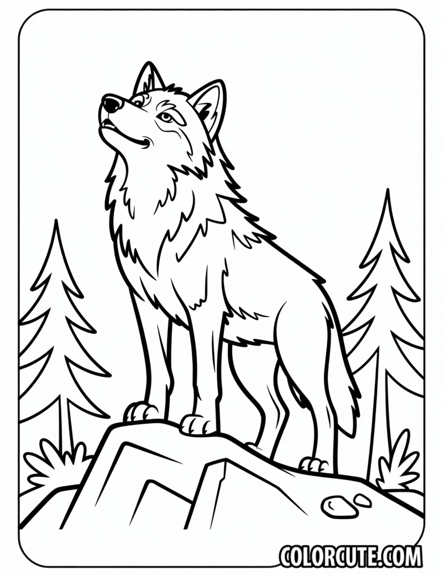 Grey Wolf Coloring Page | Free PDF Printables