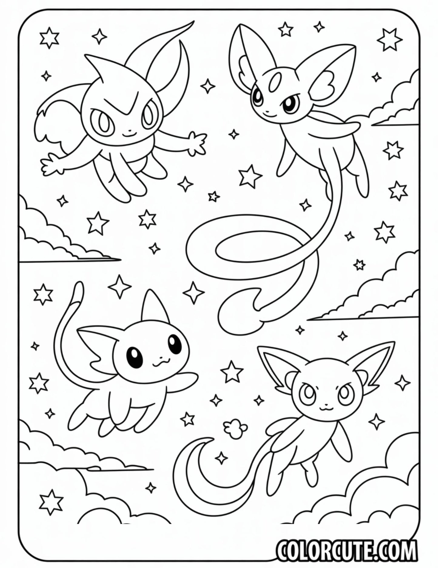 Mythical Pokémon Coloring Pages | Free PDF Printables