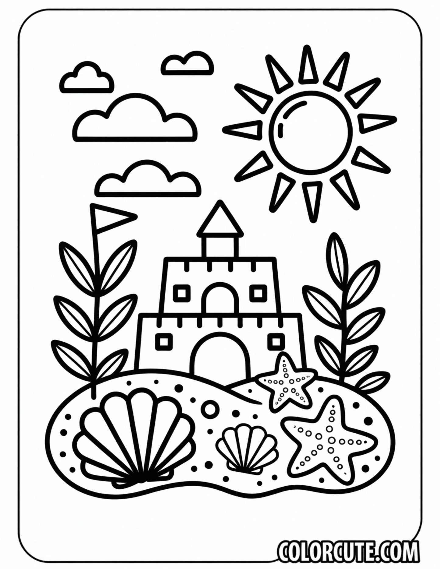Beach Bold and Easy Coloring Pages | Free PDF Printables
