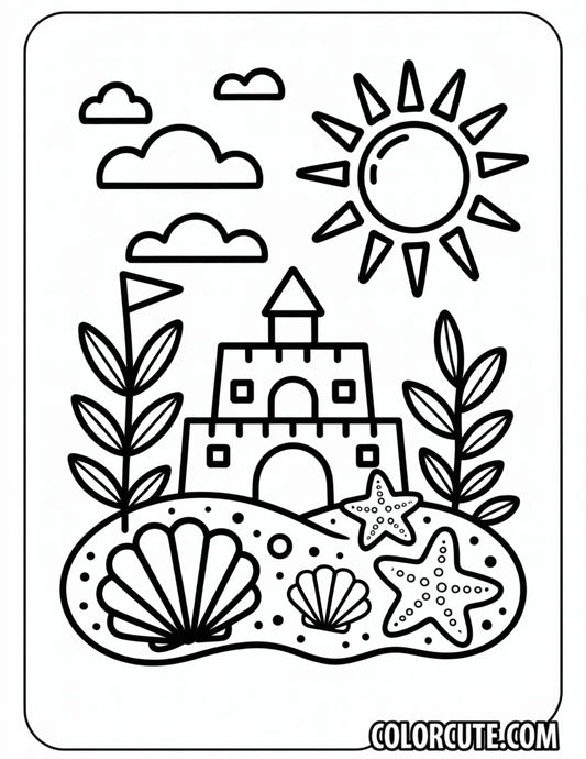 Beach Bold and Easy Coloring Pages | Free PDF Printables