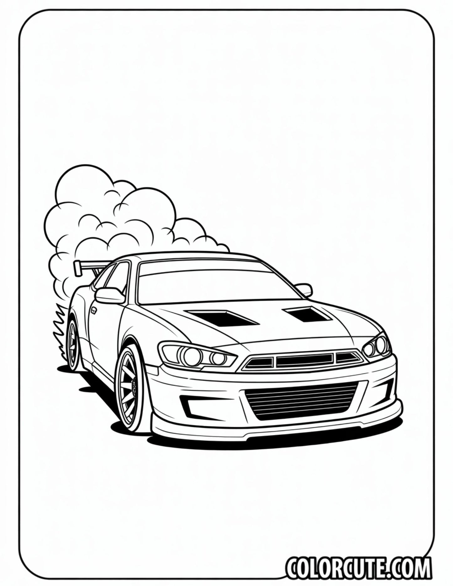 Drift Car Coloring Page | Free PDF Printables