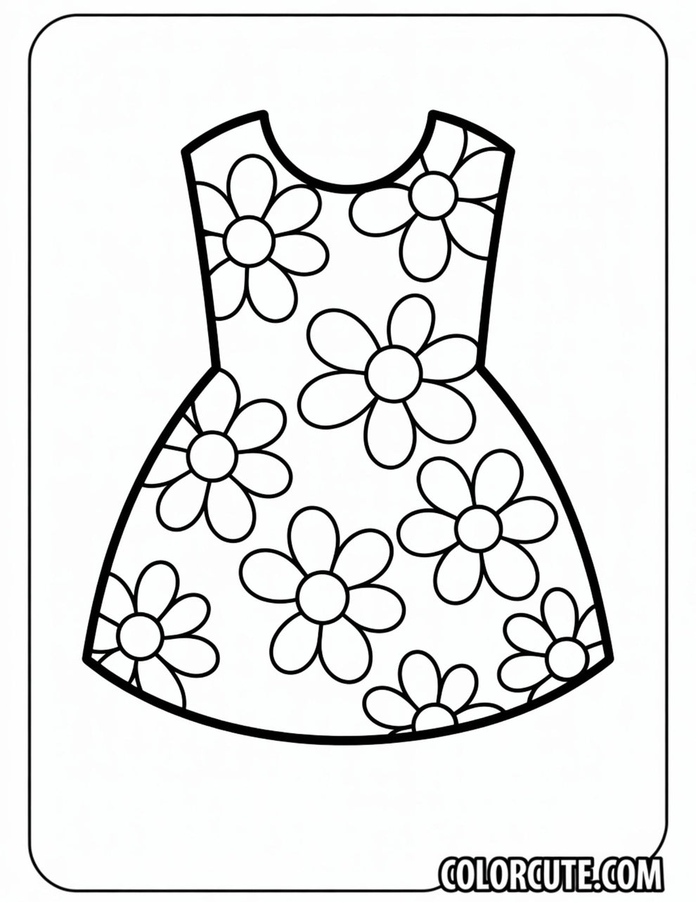 Flower Dress Coloring Pages | Free PDF Printables – Color Cute - Free ...