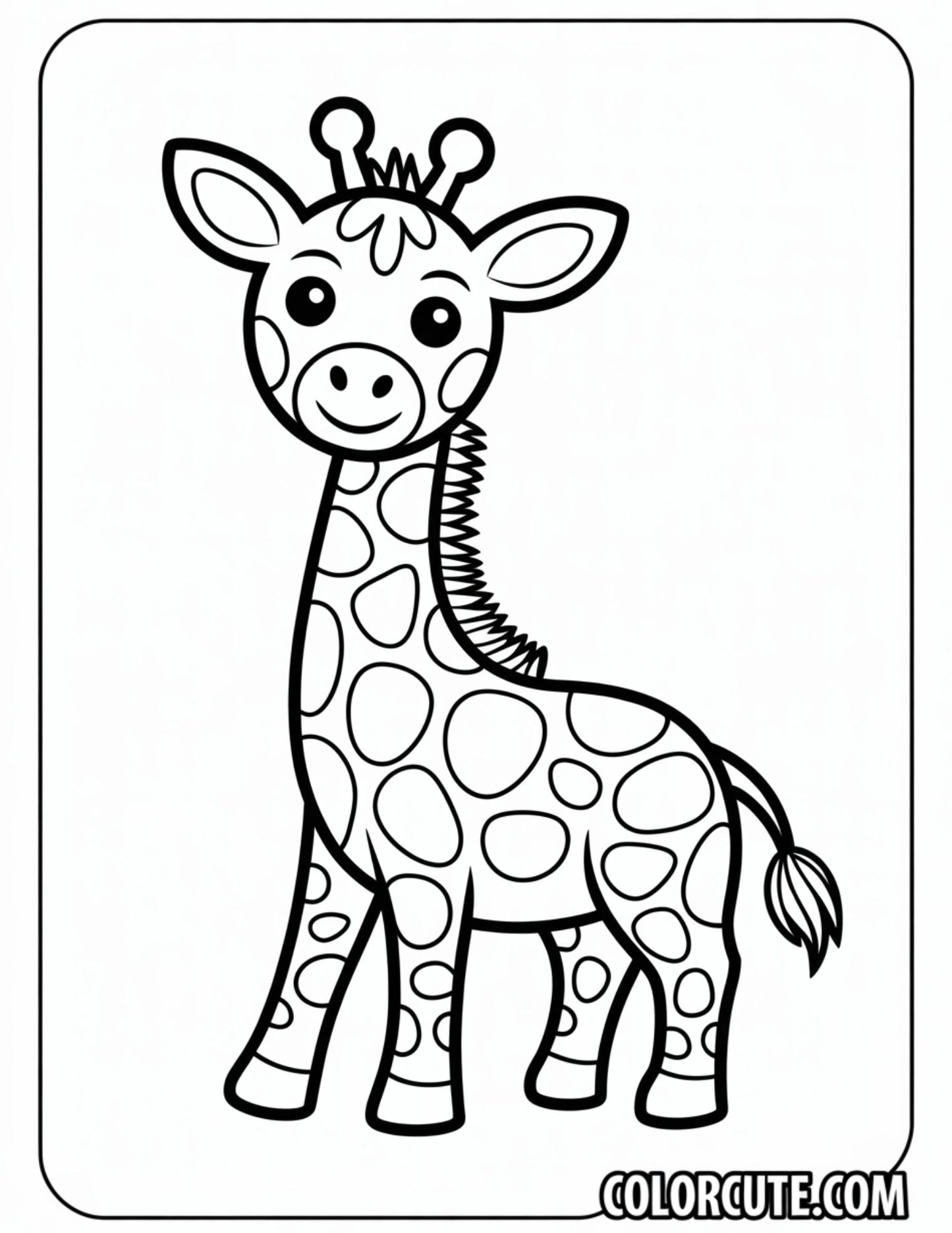 Giraffe Bold and Easy Coloring Pages | Free PDF Printables