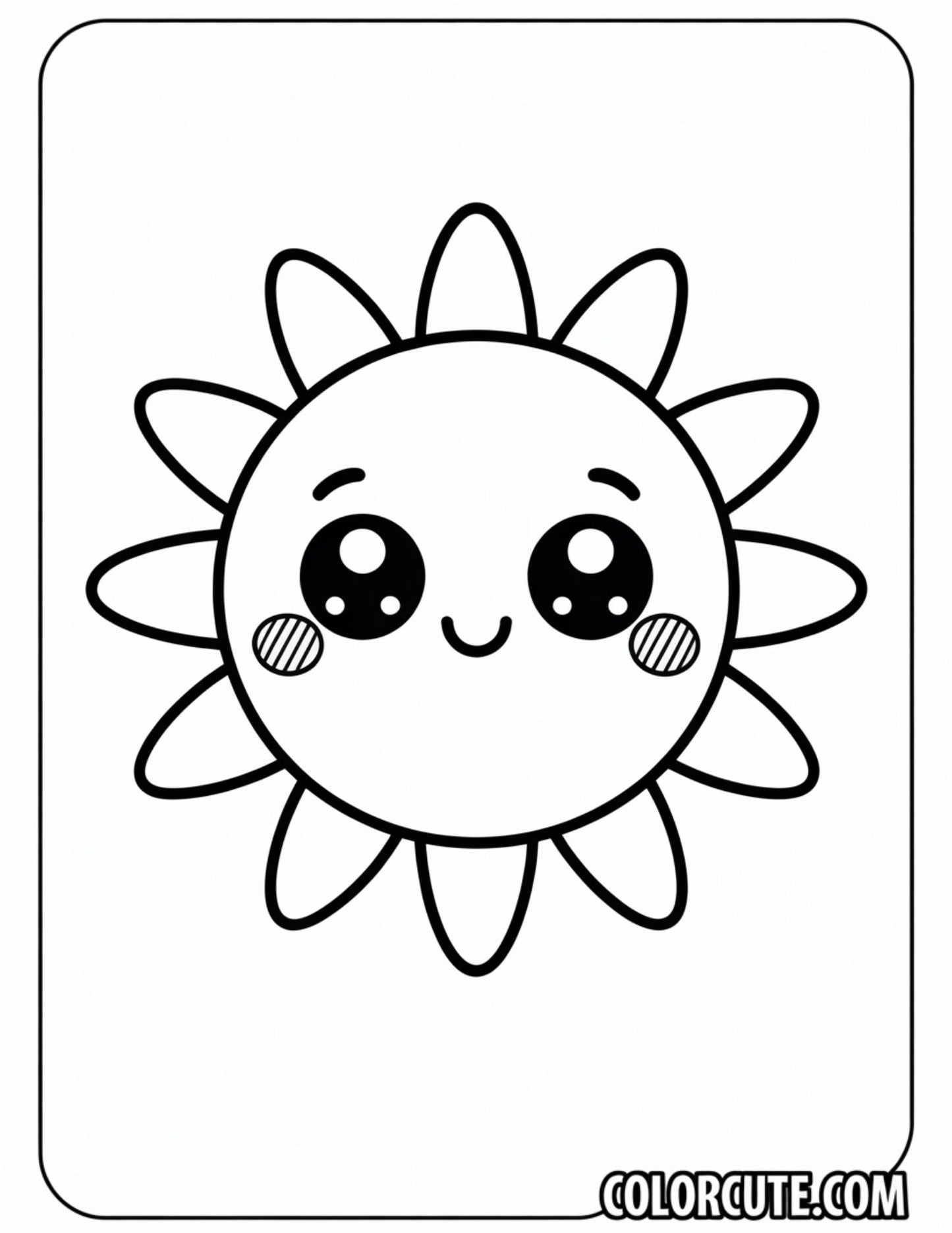 Kawaii Sun Coloring Page | Free PDF Printables