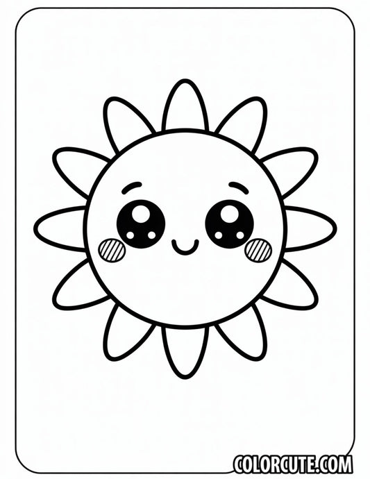 Kawaii Sun Coloring Page | Free PDF Printables