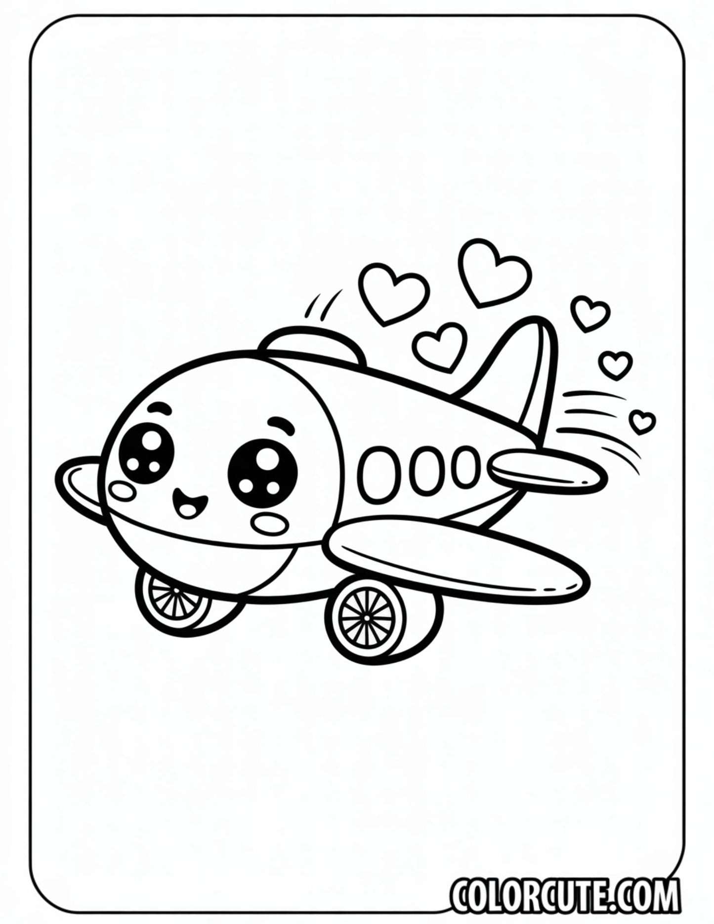 Love Heart Airplane Coloring Pages | Free PDF Printables