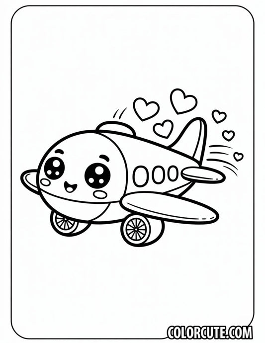 Love Heart Airplane Coloring Pages | Free PDF Printables