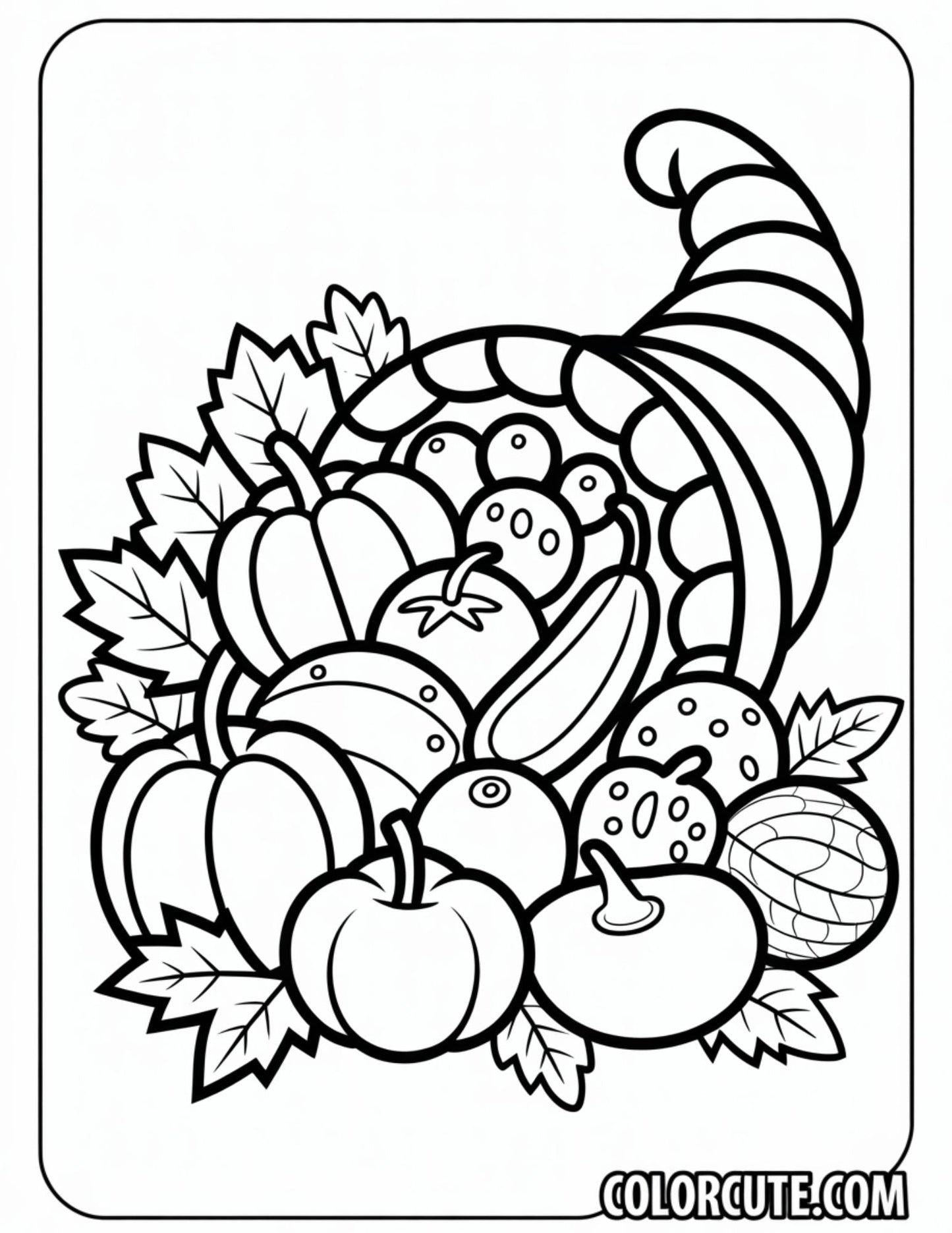 Thanksgiving Cornucopia Coloring Pages | Free PDF Printables