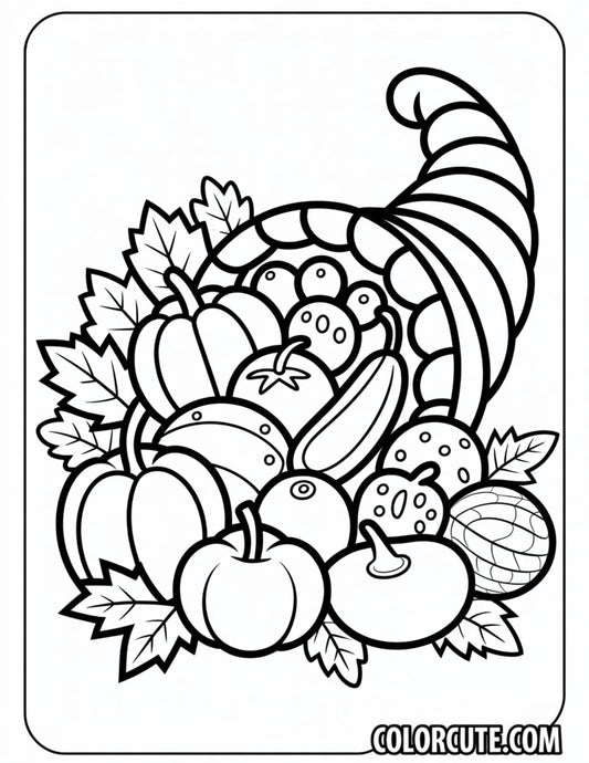 Thanksgiving Cornucopia Coloring Pages | Free PDF Printables