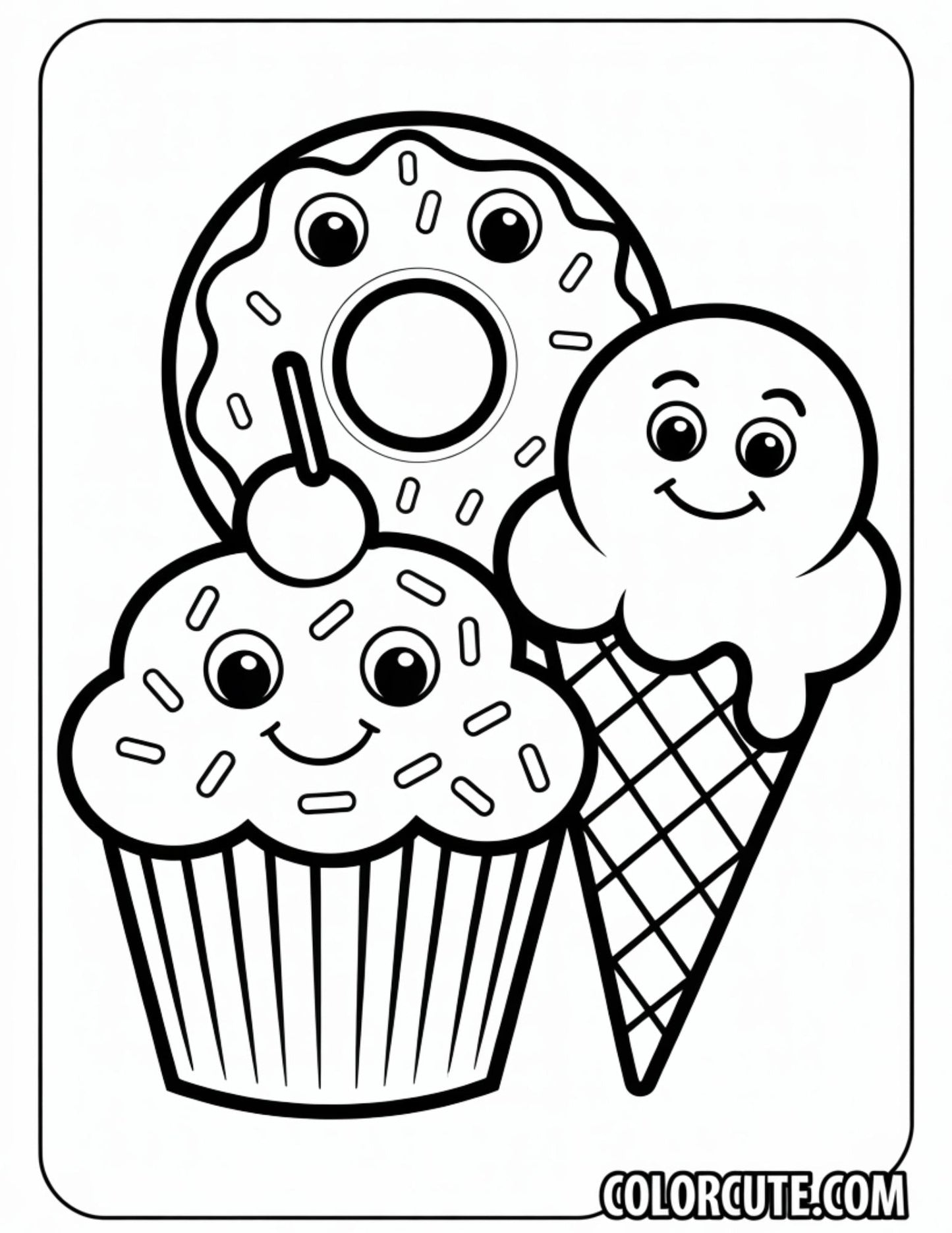 Wonderful Dessert Kawaii Coloring Pages | Free PDF Printables