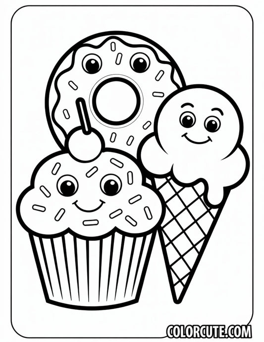 Wonderful Dessert Kawaii Coloring Pages | Free PDF Printables
