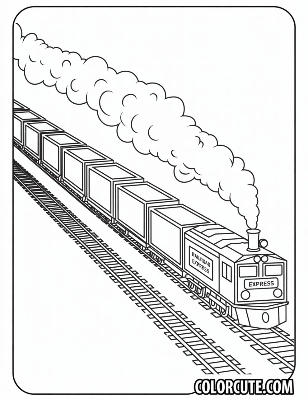 Cargo Train Coloring Page - Free PDF Printables – Color Cute - Free ...
